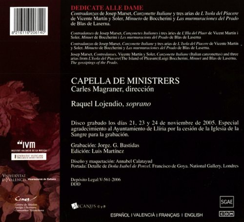 Capella De Ministrers, Carles Magraner - Dedicate alle dame (2006)