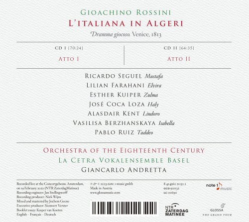 Vasilisa Berzhanskaya, Ricardo Seguel, Alasdair Kent, Giancarlo Andretta, Orchestra of the Eighteenth Century - L'Italiana in Algeri (2023)