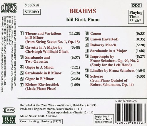 Idil Biret - Brahms: Theme and Variations, Sarabandes, Gavottes, Gigues, Canons (1994) CD-Rip