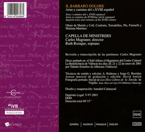 Capella De Ministrers, Carles Magraner - Il Barbaro Dolore (2003)