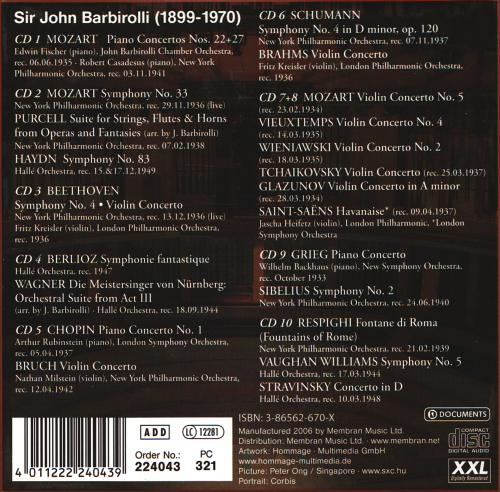 Sir John Barbirolli - Sir John Barbirolli conducts Mozart, Beethoven, Chopin, ... (2007)