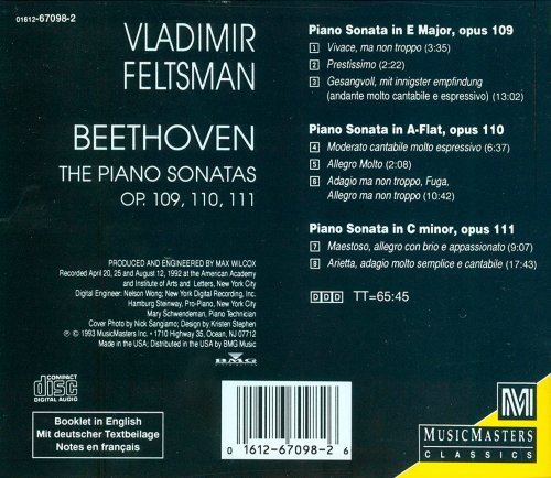 Vladimir Feltsman - Beethoven: Piano Sonatas Op. 109, 110 & 111 (1993)