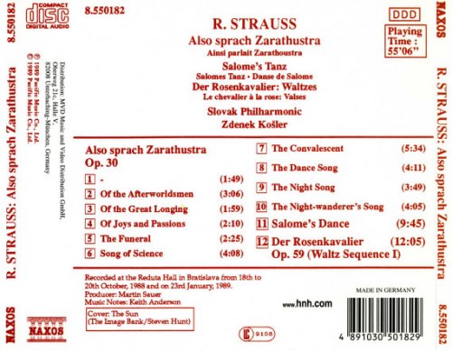 Slovak Philharmonic, Zdenek Kosler - Strauss: Also sprach Zarathustra / Salome's Dance / Der Rosenkavalier: Waltzes (1989)