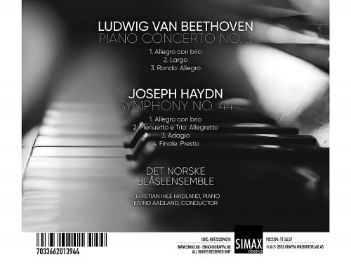 Det Norske Blåseensemble, Christian Ihle Hadland, Eivind Aadland - Beethoven: Piano Concerto No.3, Haydn: Symphony No. 44 (2023) [Hi-Res]