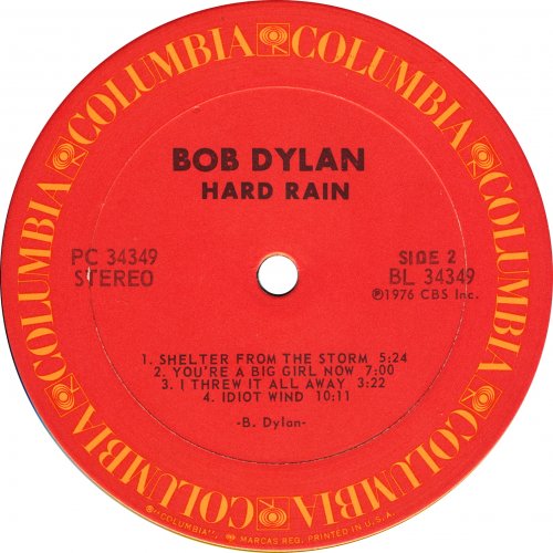 Bob Dylan - Hard Rain (1976) LP