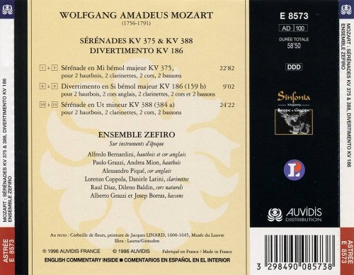 Ensemble Zefiro - Mozart: Sérénades & Divertimento (1996) CD-Rip