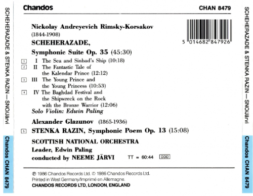 Neeme Jarvi - Rimsky-Korsakov: Scheherazade Op.35 (1986)