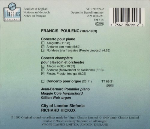 Jean-Bernard Pommier, Maggie Cole, Gillian Weir, Richard Hickox - Poulenc: The Concertos For Solo Keyboard (1990)
