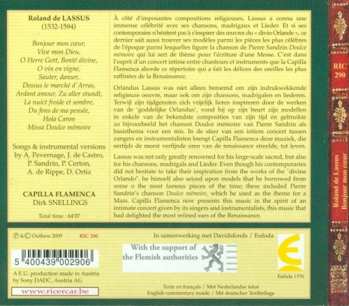 Capilla Flamenca, Dirk Snellings - Roland de Lassus: Bonjour mon cœu (2009) CD-Rip