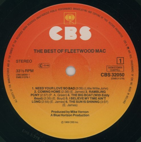 Fleetwood Mac - The Best Of Fleetwood Mac (1969) LP