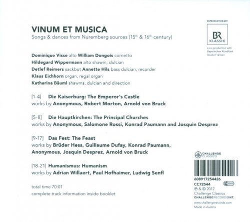 Capella de la Torre, Katharina Bäuml, Dominique Visse - Vinum et Musica: Songs & dances from Nuremberg sources (15th & 16th century) (2012) CD-Rip