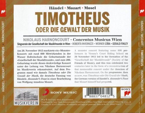 Concentus Musicus Wien, Nikolaus Harnoncourt – Handel, Mozart, Mosel: Timotheus oder die Gewalt der Musik (2013) CD-Rip