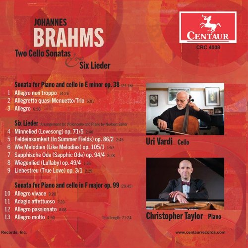 Uri Vardi, Christopher Taylor - Johannes Brahms: Two Cello Sonatas & Six Lieder (2023)