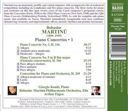 Giorgio Koukl, Arthur Fagen - Martinu: Piano Concertos Nos 3 & 5, Concertino (2010)