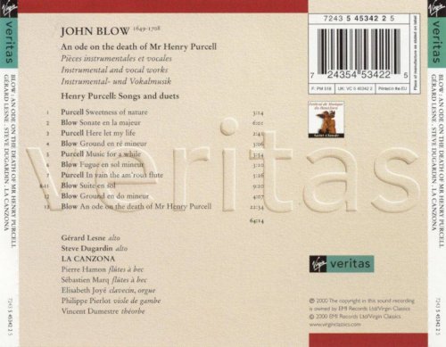 Gerard Lesne, Steve Dugardin, La Canzona - John Blow: An ode on the death of Mr Henry Purcell (2000) CD-Rip