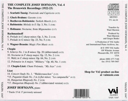 Josef Hofmann - Complete Josef Hofmann Vol. 4 (1993)