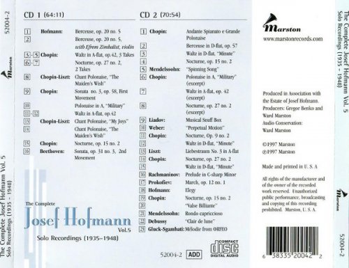 Josef Hofmann - Complete Josef Hofmann Vol. 5 (1997)