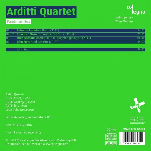 Arditti Quartet, Sarah Maria Sun - Pandora's Box: Saunders, Mason, Bedford, Zorn (2014)