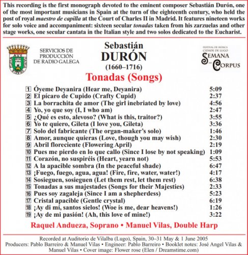 Raquel Andueza, Manuel Vilas - Durón: Tonadas (Songs) (2007)