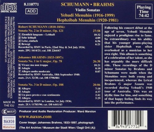 Yehudi Menuhin - Brahms, Schumann: Violin Sonatas (2003) CD-Rip