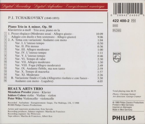 Beaux Arts Trio - Tchaikovsky: Piano Trio Op. 50 (1989) CD-Rip