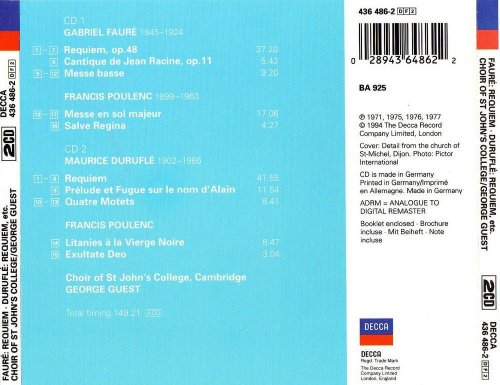 Choir of St John's College, Cambridge, George Guest - Fauré, Duruflé: Requiem (1994) CD-Rip