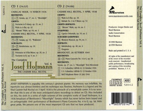 Josef Hofmann - Complete Josef Hofmann Vol. 6 (1998)