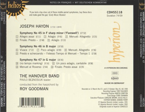 Roy Goodman - Haydn: Symphonies Nos. 45-47 (1991) [2002]