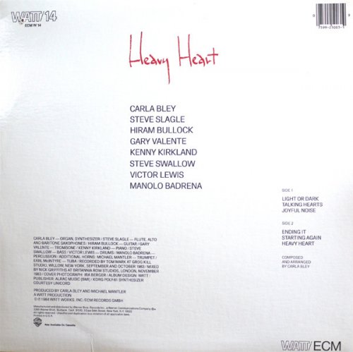 Carla Bley - Heavy Heart (1984) LP