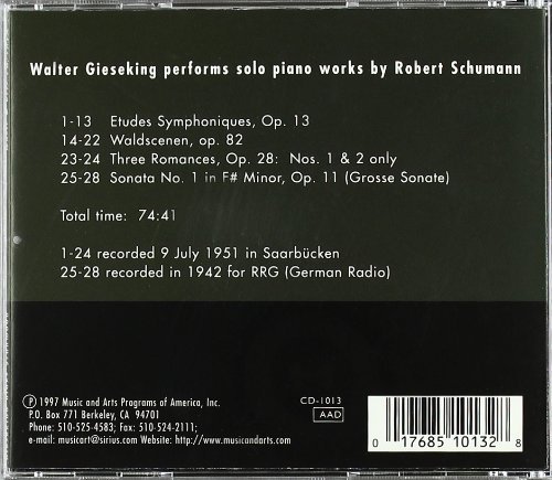 Walter Gieseking - Gieseking plays Schumann Lieder (1997)
