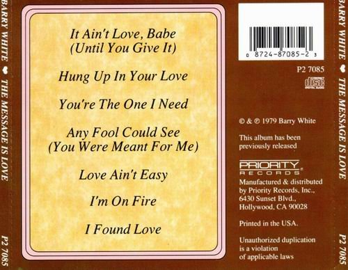 Barry White - The Message Is Love (1979) CD Rip