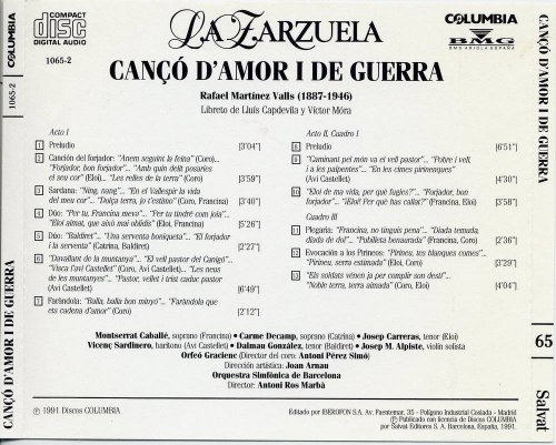 Montserrat Caballe, Jose Carreras, Antoni Ros Marba - Rafael Martínez Valls: Cançó d'amor i de guerra (2001) CD-Rip