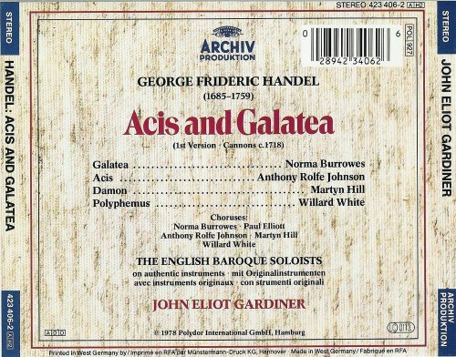 The English Baroque Soloists, John Eliot Gardiner - Handel: Acis & Galatea (1988) CD-Rip