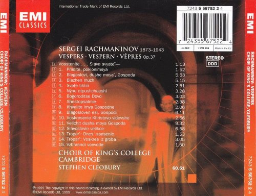 Choir of King's College, Stephen Cleobury - Rachmaninov: Vespers, Op. 37 (1999) CD-Rip