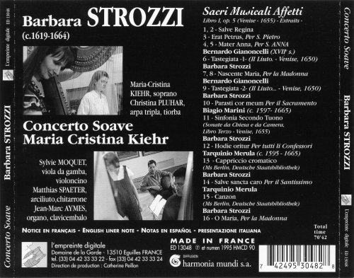 Maria Cristina Kiehr, Concerto Soave - Strozzi: Sacri Musicali Affetti Libro Primo, Op. 5 (1995) CD-Rip