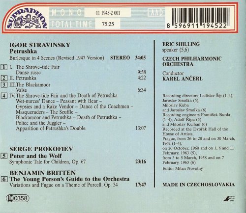 Czech Philharmonic Orchestra, Karel Ančerl - Stravinsky, Prokofiev, Britten: Orchestral Works (1992) CD-Rip