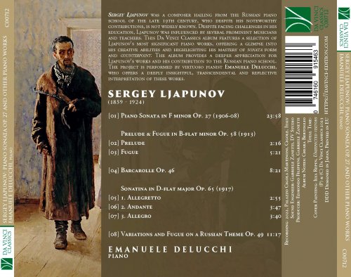 Emanuele Delucchi - Ljapunov: Piano Sonata Op. 27, Barcarolle Op. 46, Prelude & Fugue Op. 58, Sonatina Op. 65, Variations and Fugue on a Russian Theme Op. 49 (2023)