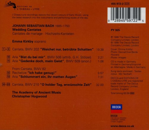 Emma Kirkby, The Academy Of Ancient Music, Christopher Hogwood - J.S. Bach: Wedding Cantatas (1999) CD-Rip