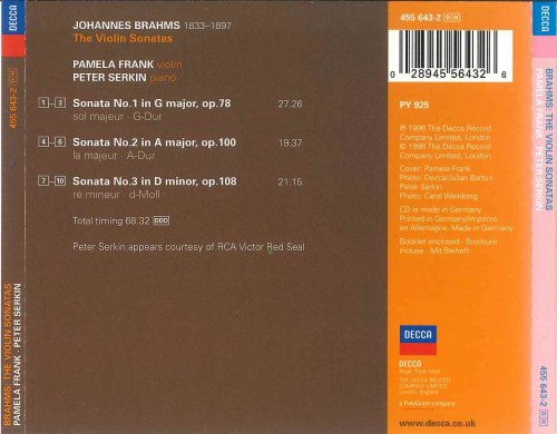 Pamela Frank, Peter Serkin - Brahms: Violin Sonatas (1998) CD-Rip