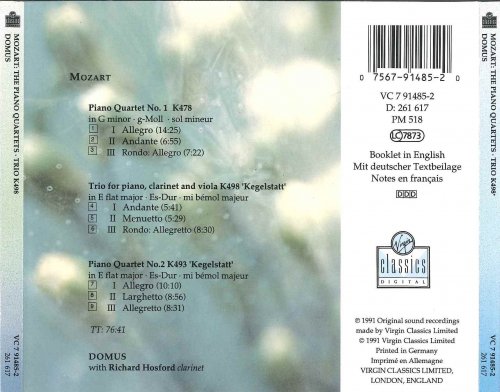 Domus, Richard Hosford - Mozart: Piano Quartets, Kegelstatt Trio (1991) CD-Rip