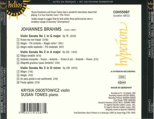 Krysia Osostowicz, Susan Tomes - Brahms: The Three Violin Sonatas (2001) CD-Rip