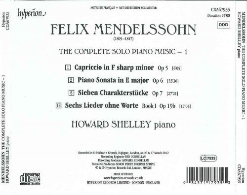 Howard Shelley - Mendelssohn: Complete Piano Music, Vol. 1 (2013) CD-Rip