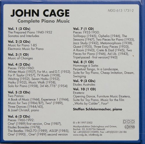 Steffen Schleiermacher - John Cage: Complete Piano Music, Vol. 1-10 (1997) [18CD Box Set]