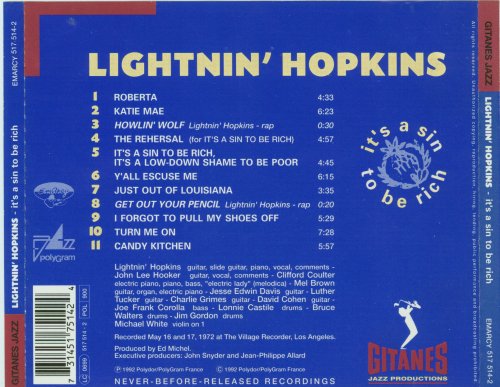 Lightnin' Hopkins - It's A Sin To Be Rich (1992)