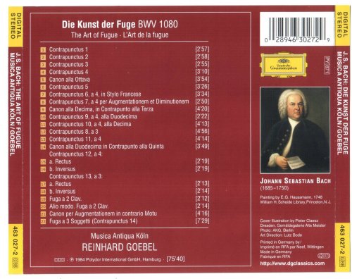 Musica Antiqua Köln, Reinhard Goebel - J.S. Bach: Die Kunst der Fuge (1990) CD-Rip