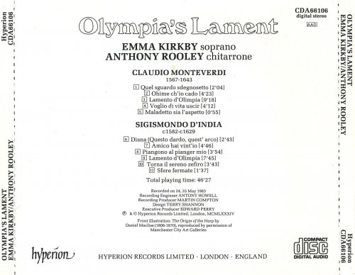 Emma Kirkby, Anthony Rooley - Claudio Monteverdi, Sigismondo d'India: Olympia's Lament (1986)