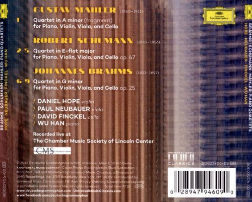 Daniel Hope, Paul Neubauer, David Finckel, Wu Han - Brahms, Schumann, Mahler: Piano Quartets (2015) CD-Rip