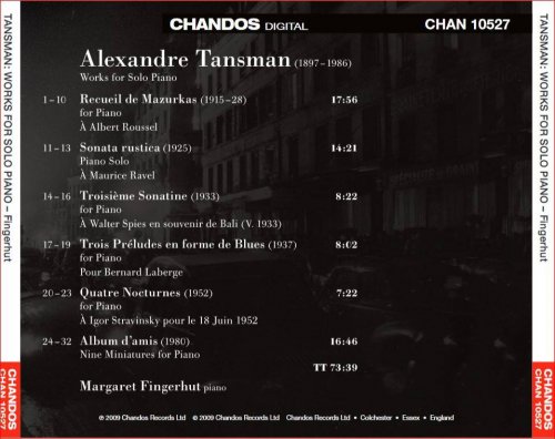 Margaret Fingerhut - Tansman: Piano Works (2009) CD-Rip