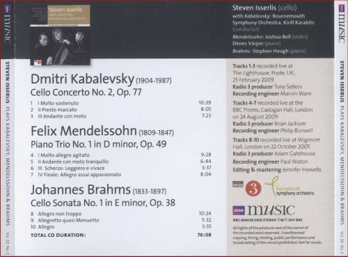 Steven Isserlis - Steven Isserlis plays Kabalevsky, Mendelssohn and Brahms (2011) CD-Rip