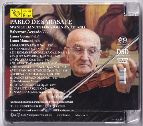 Salvatore Accardo, Laura Manzini - Pablo De Sarasate: Spanish Dances for Violin and Piano (2020) [SACD]